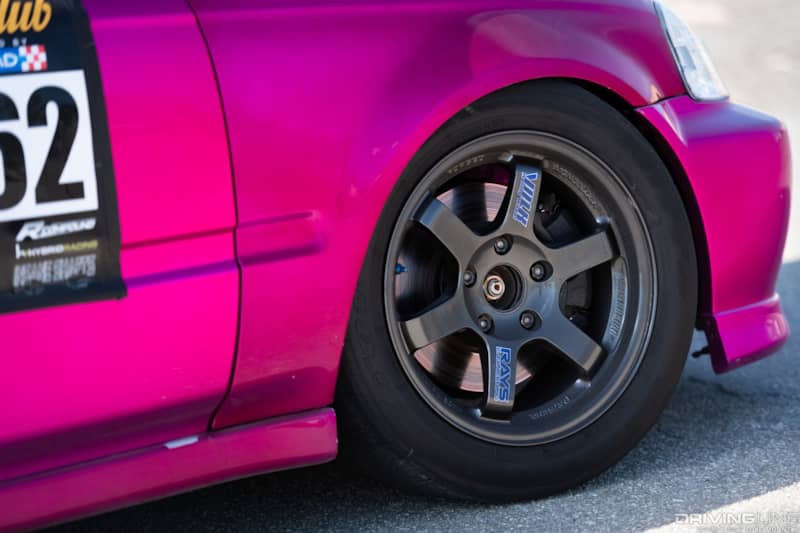 Christian Dumlao Pinky EK Honda Civic Volk Racing OG TE37 wheel and Nitto NT01 tire
