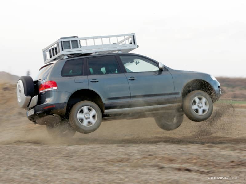 Volkswagen Touareg flying through the air