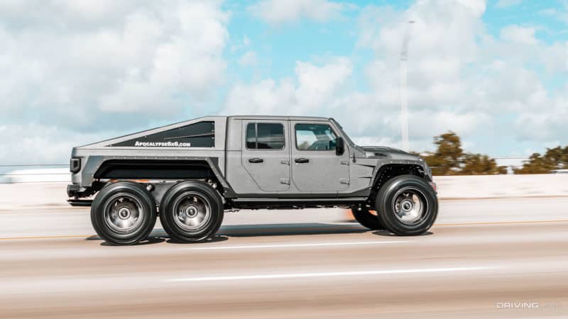 Apocalypse 6x6 Hellfire Jeep Gladiator driving down highway