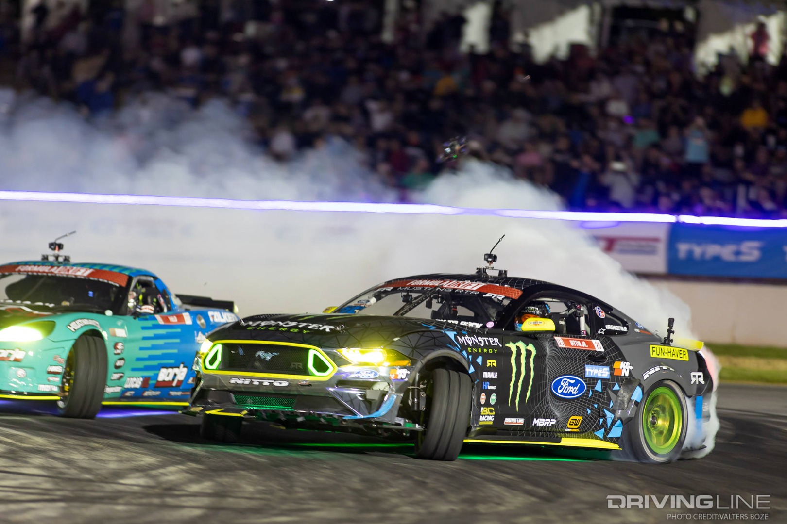Vaughn Gittin Jr tandem Drifting against Matt Field at FDATL 2021