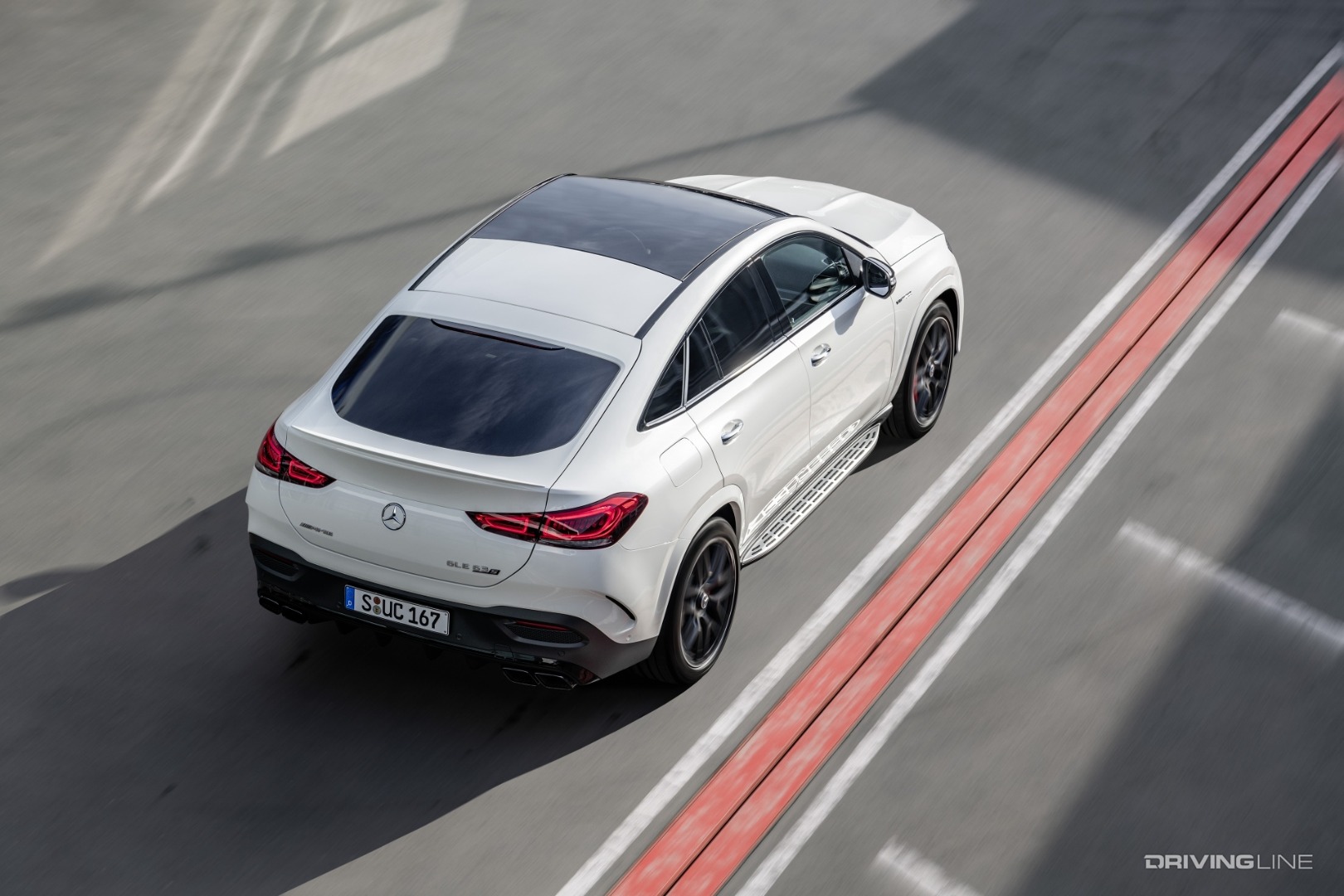 2021 Mercedess-AMG GLE 63 S Coupe top down from rear