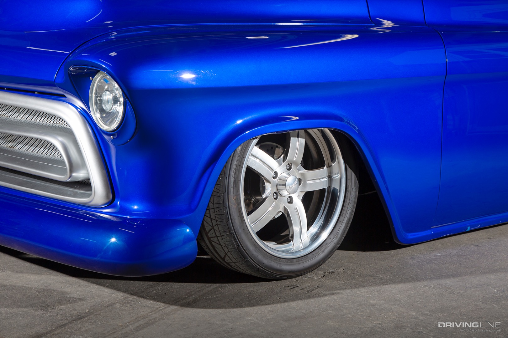 Front Wheel of Tim Sharp's '57 Chevy 3100 Pickup on Nitto INVO tires