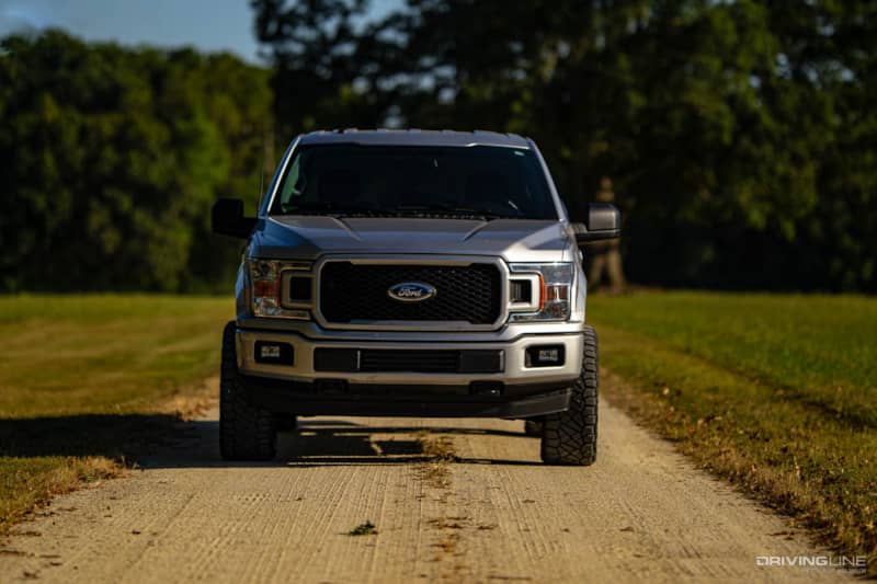 Front end of Ford F150 on Nitto Ridge Grappler tires
