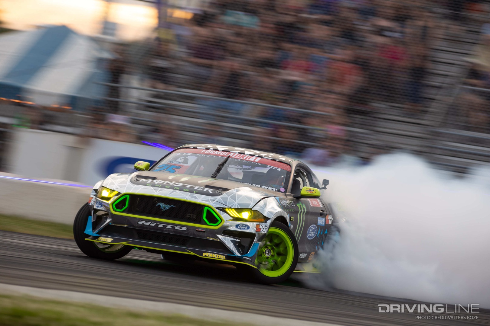 Vaughn Gittin Jr drifting at Formula Drift 2021 New Jersey