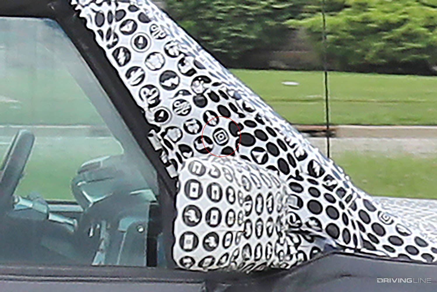 detail of A pillar new Ford Bronco camouflage easter eggs