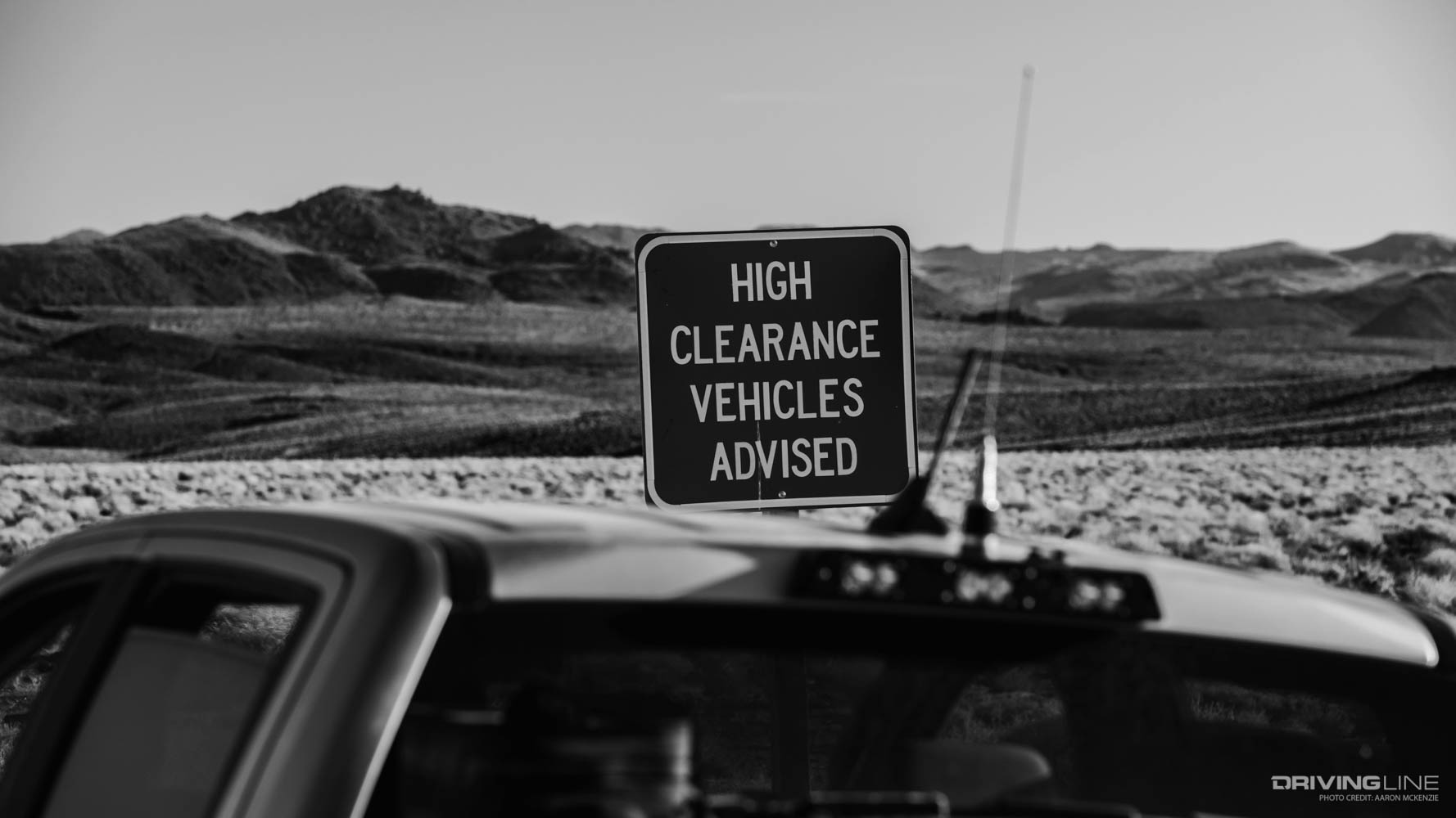 High Clearance Vehicle Advised sign at Lippincott Mine Road