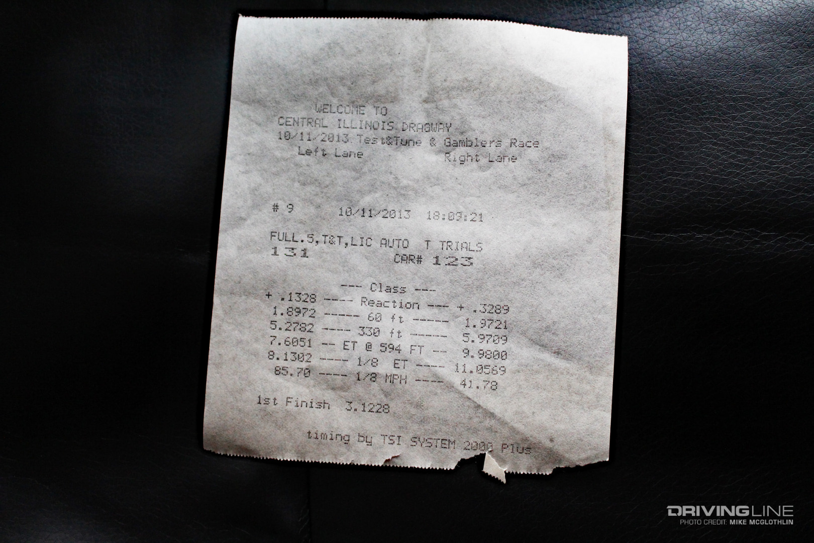 Eighth Mile Drag Race Time Slip