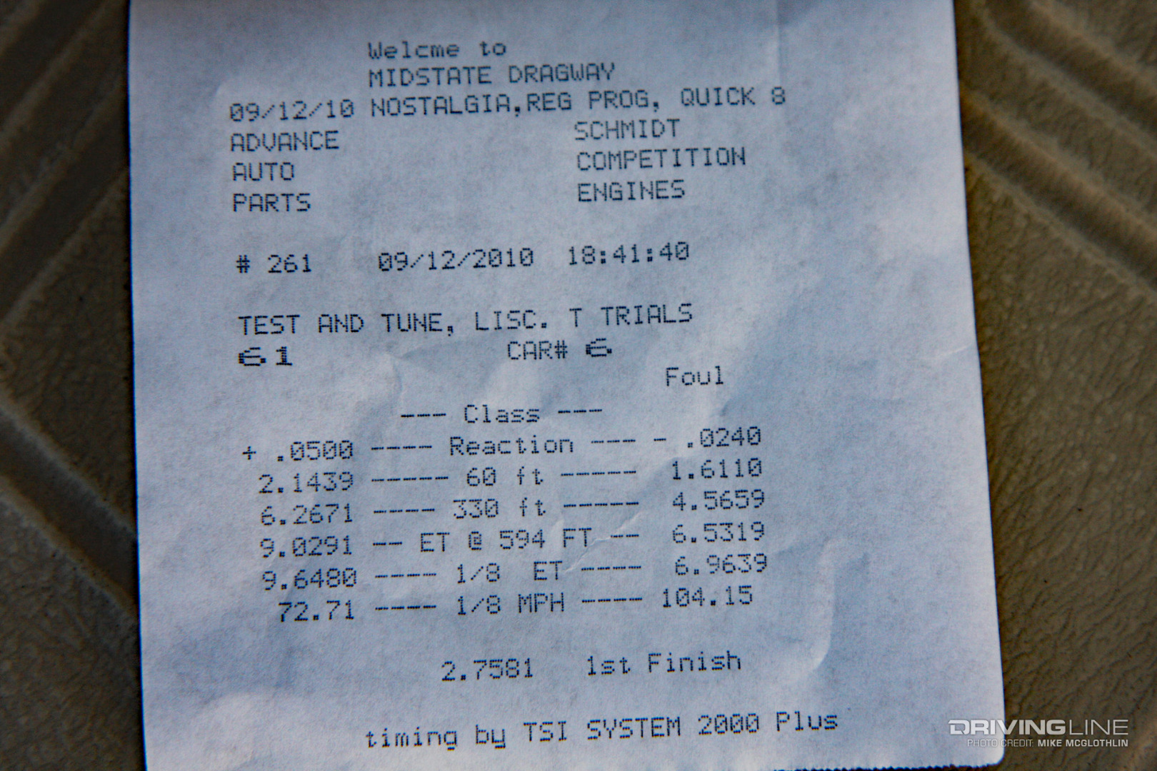 Drag Strip Time Slip