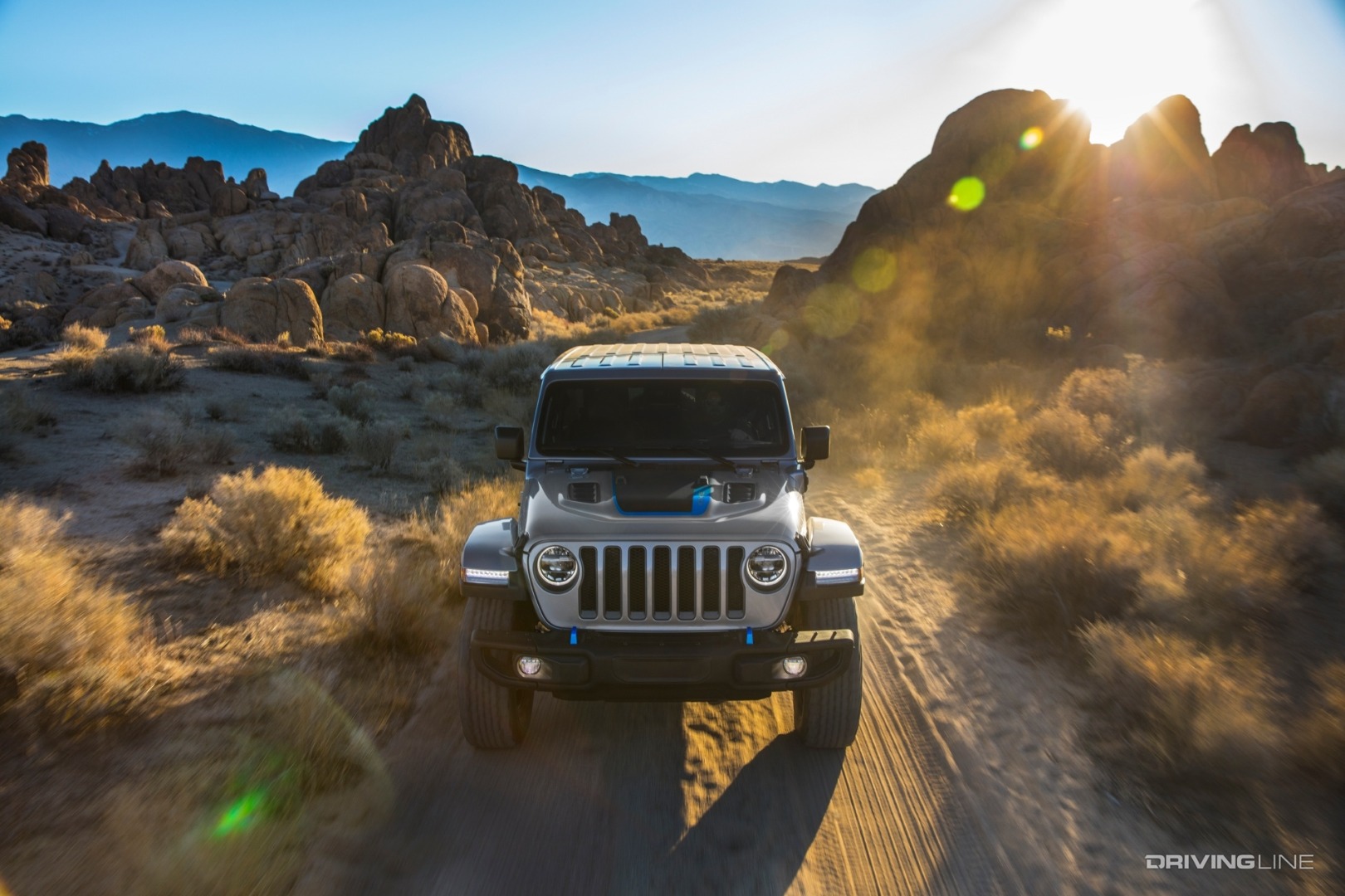 2021 Jeep Wrangler 4xe on dirty road