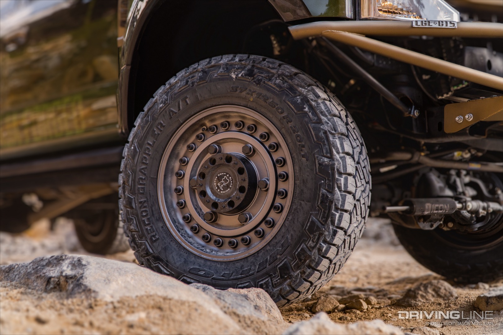 Nitto Recon Grappler A/T tire on Black Rhino wheel