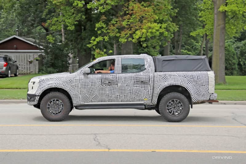 Spy Photos '23 Ford Ranger Raptor driver side profile