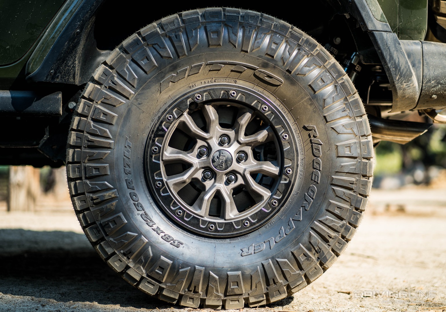 Spare 38" Nitto Tire Ridge Grappler on Jeep Wrangler 392