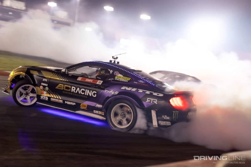 Chelsea DeNofa on Nitto NT555 G2 tires tandem drifting at 2021 Formula Drift St Louis