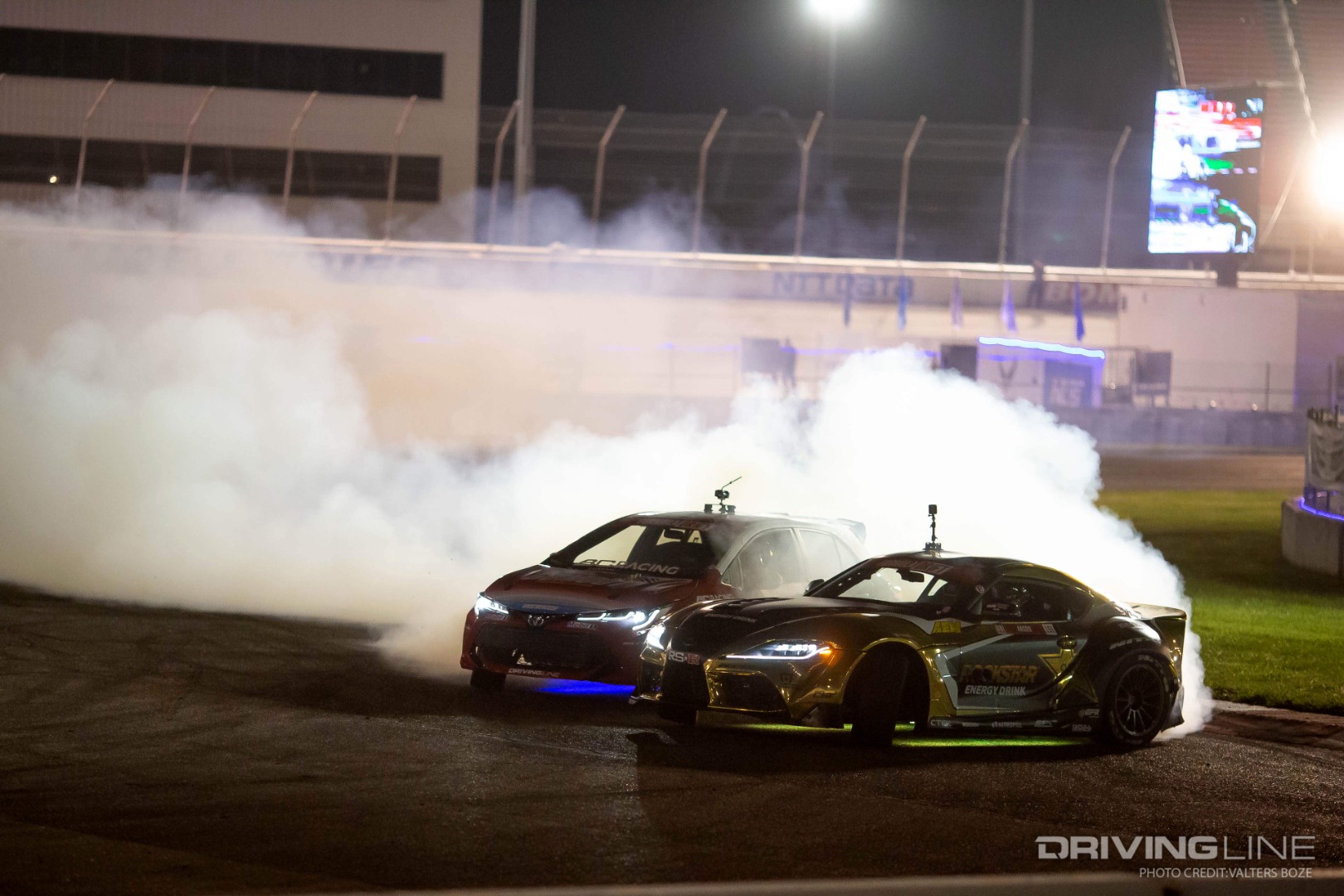 New Toyota Supra tandem drifting on Nitto NT555 G2 tires