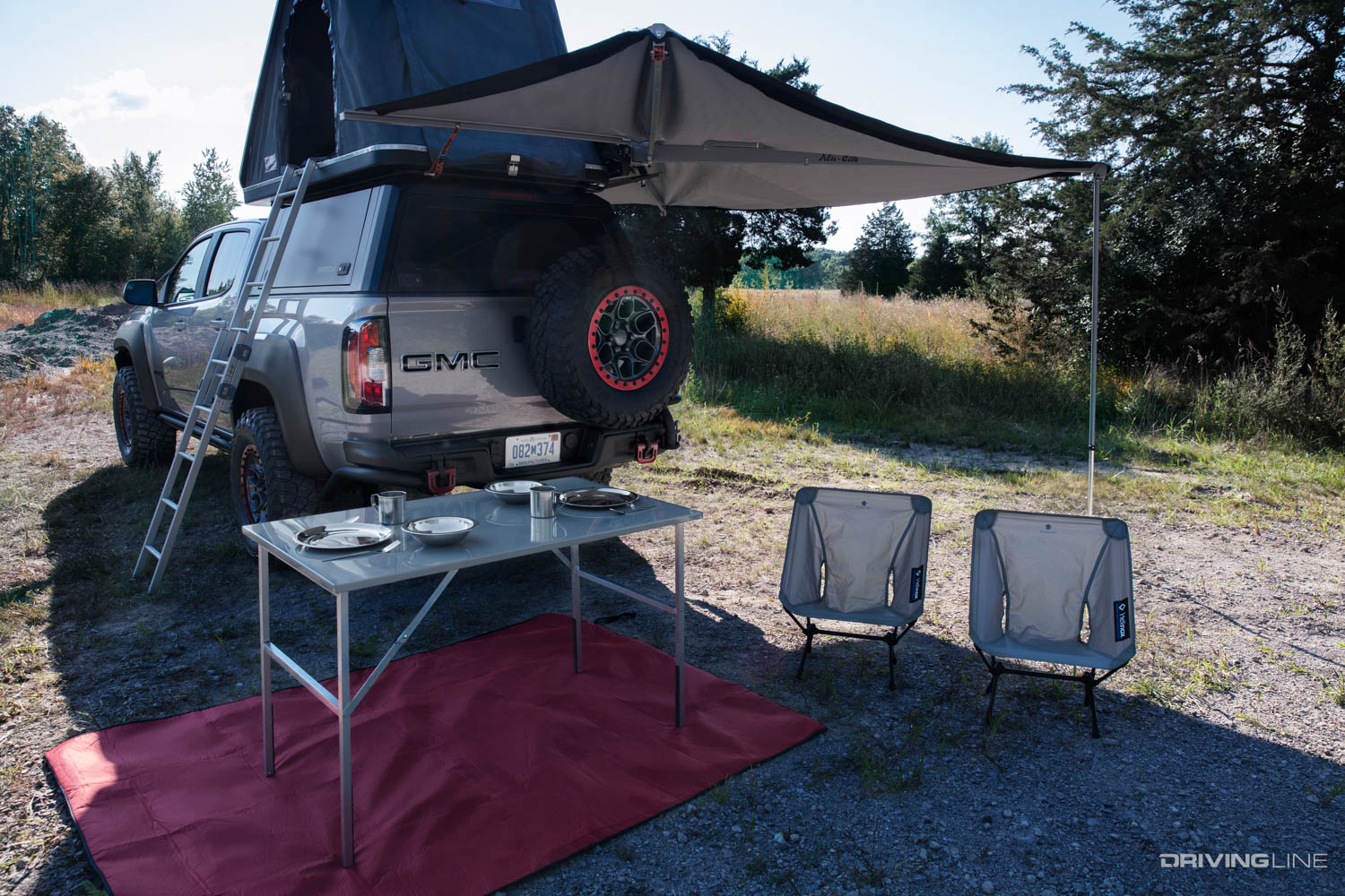 Overlanding setup with expanded roof top tent on 2021 GMC Canyon AT4 concept