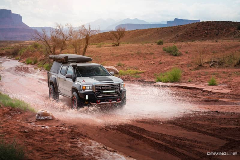 GMC Canyon AT4 concept driving a fire road