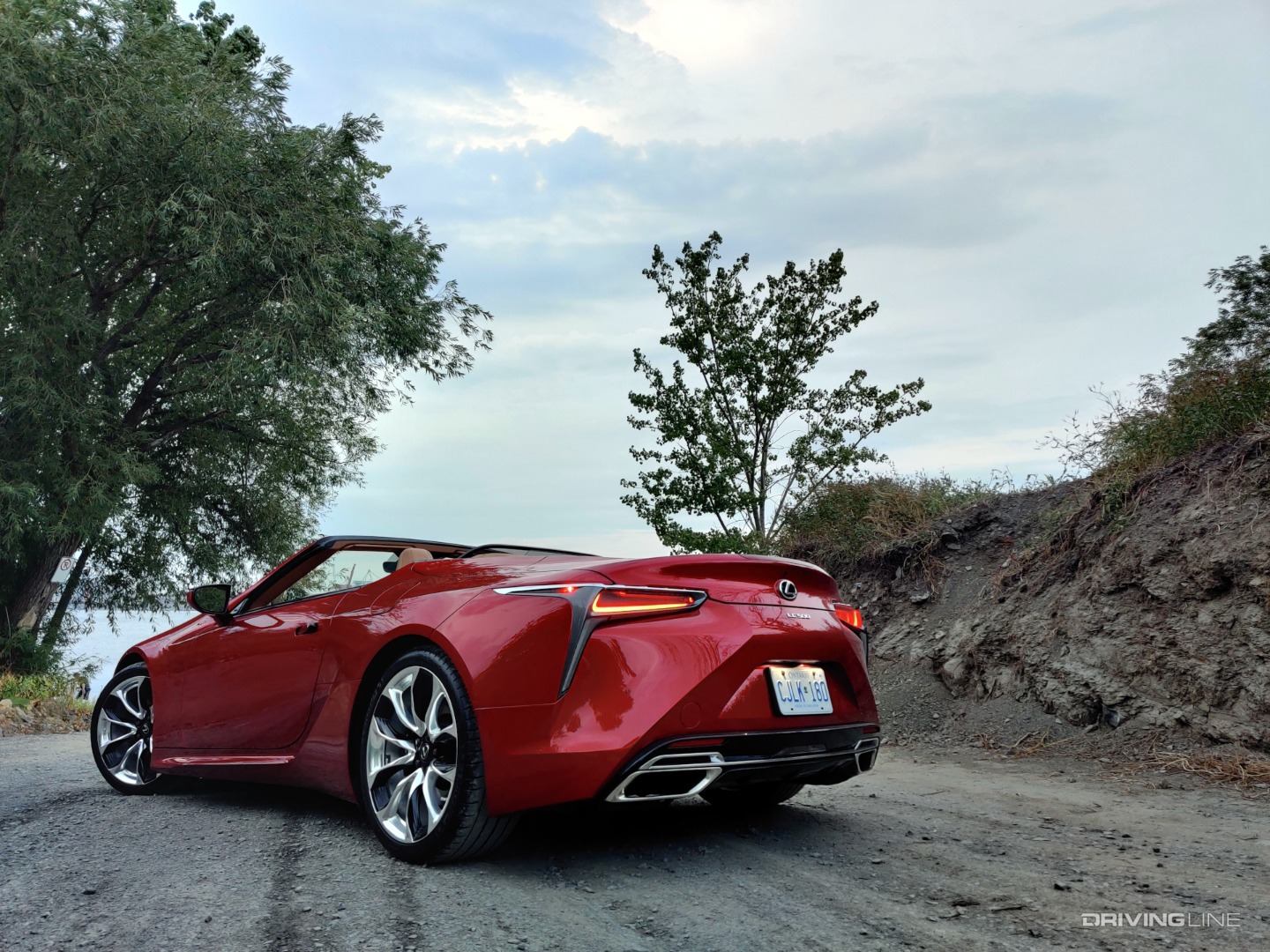2021 Lexus LC 500 convertible red from behind low