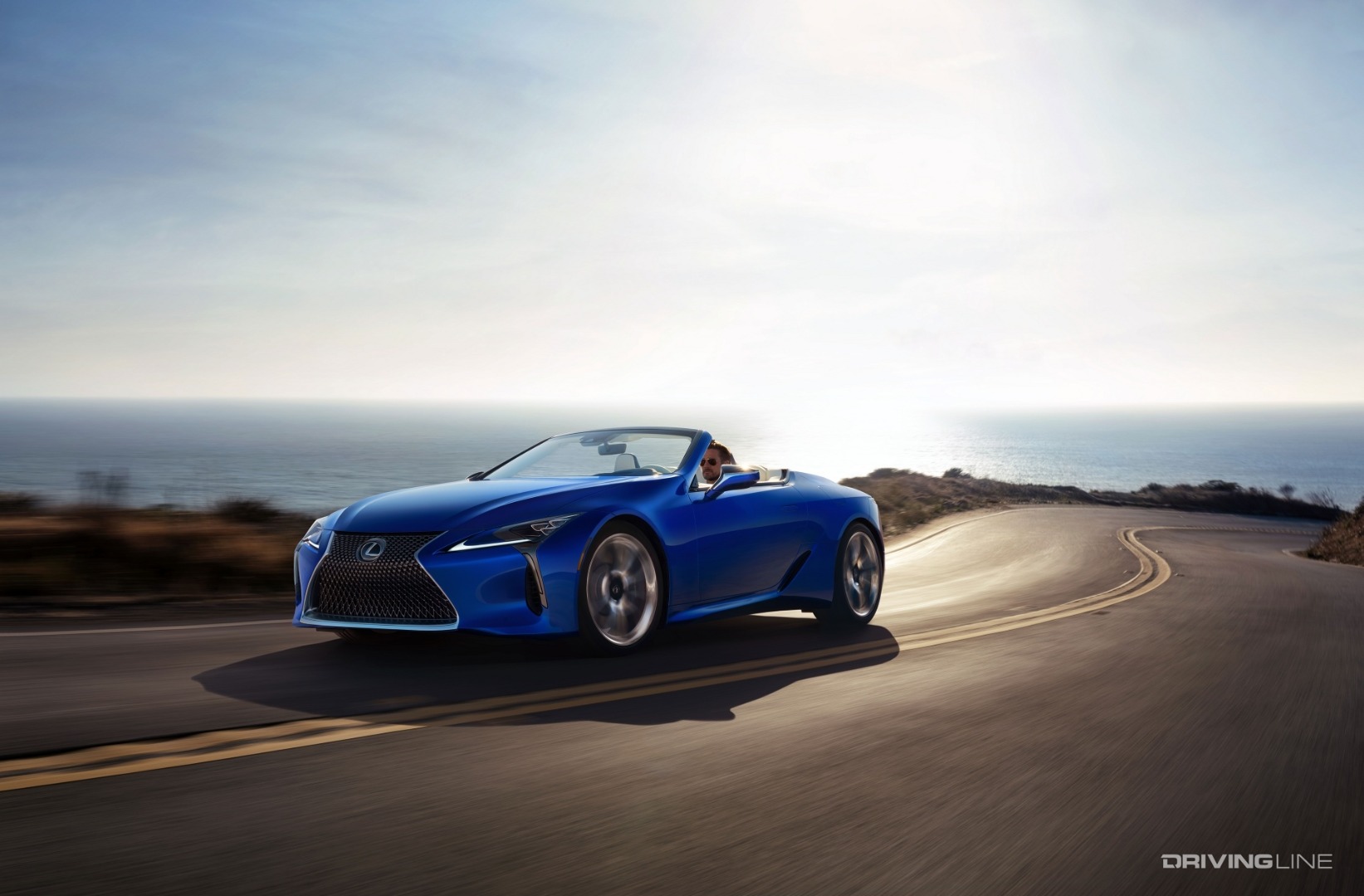 Lexus LC 500 blue on highway