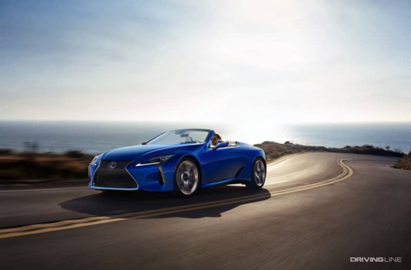 Lexus LC 500 blue on highway