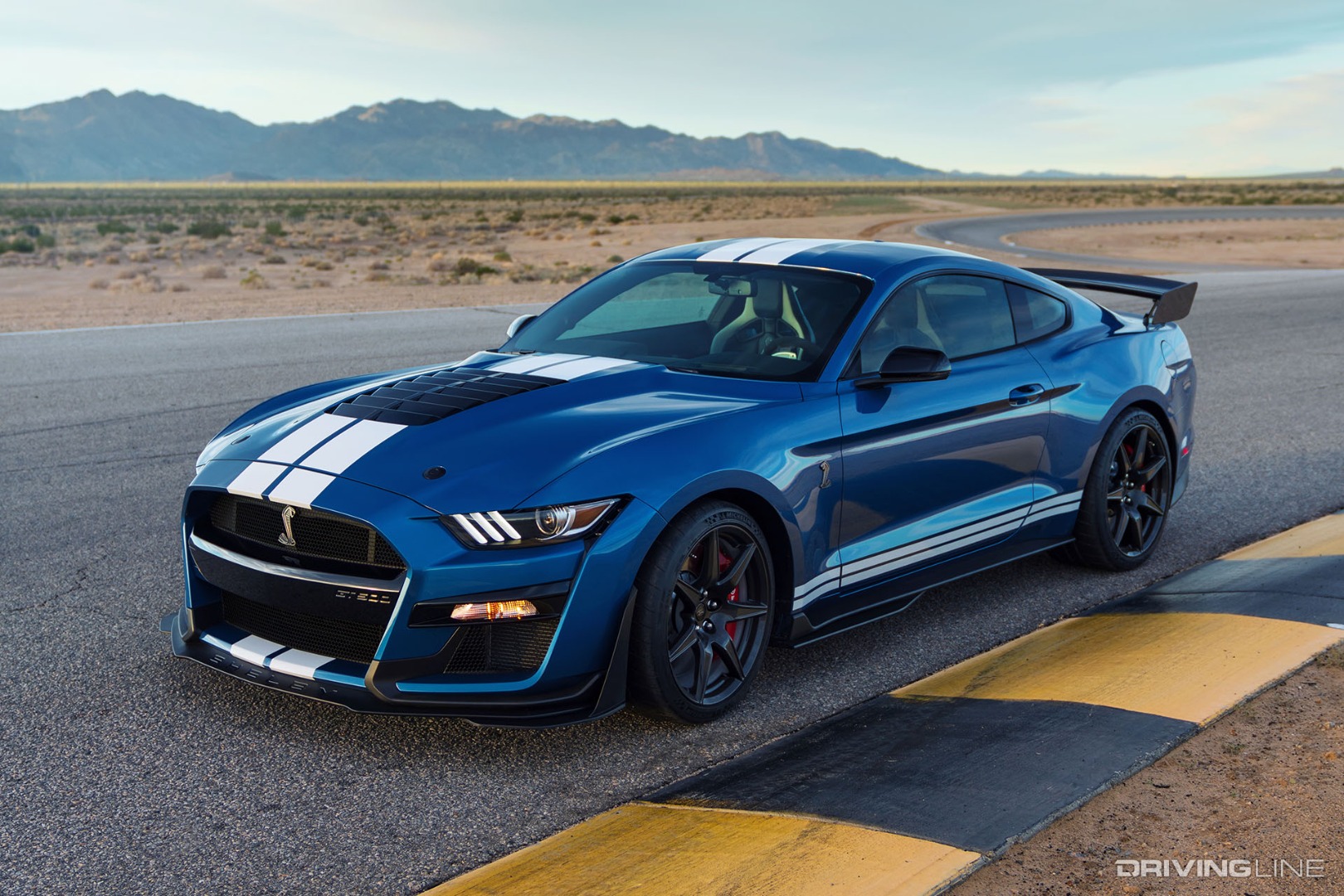2021 Ford Mustang Shelby GT500 on track in blue