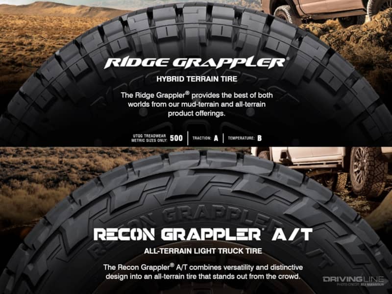 nitto tire's recon grappler a/t page and nitto tire's ridge grappler