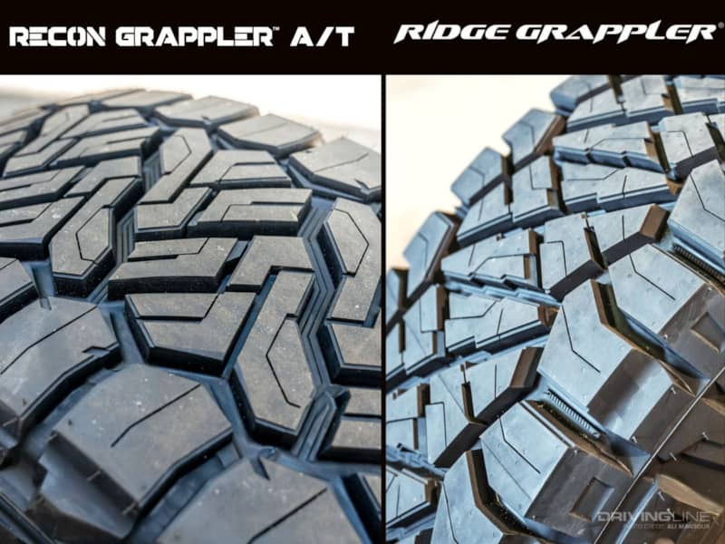nitto tire recon grappler a/t versus nitto tire ridge grappler tread pattern detail