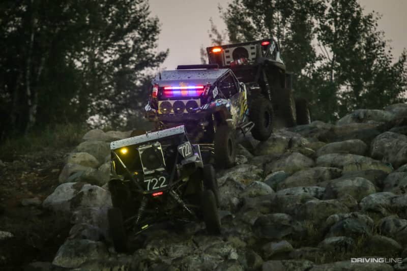 UTVs going up trail at 2021 Ultra4 Crandon