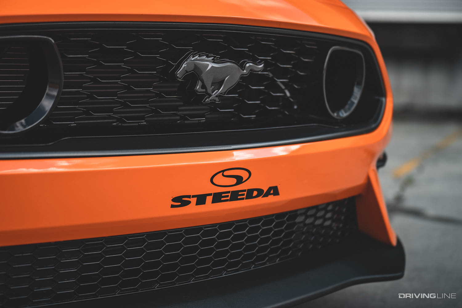 Front Bumper detail of Steeda Mustang Mach 1 Orange