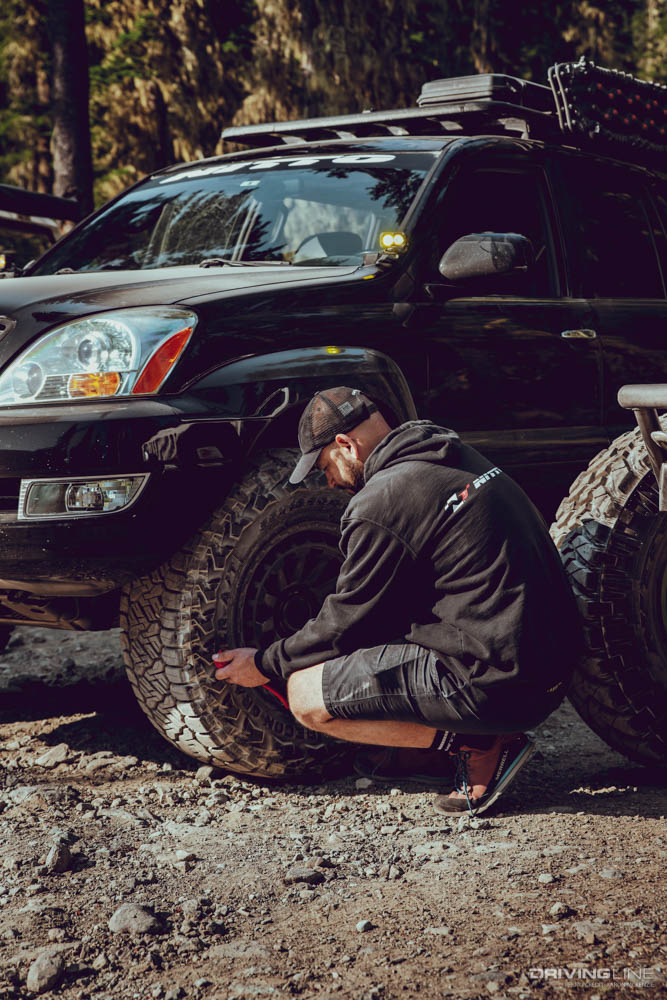 Mike Sabounchi airing down his Nitto Recon Grappler tires