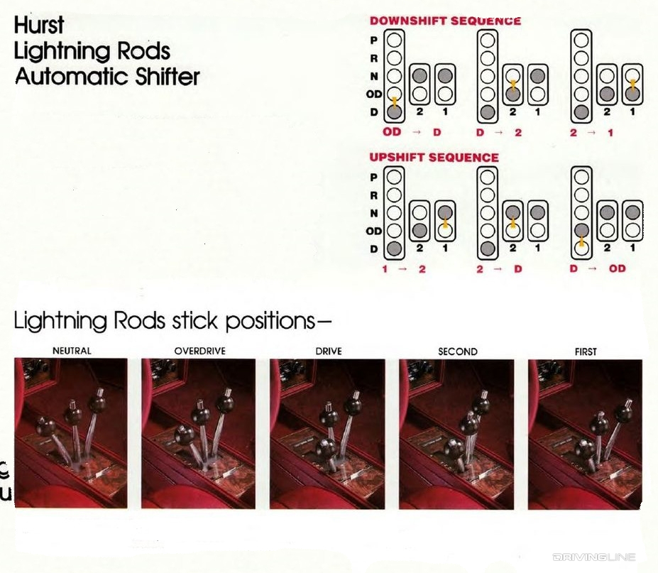 Hurst Lightning Rods Automatic Shifter Lightning Rods stick positions