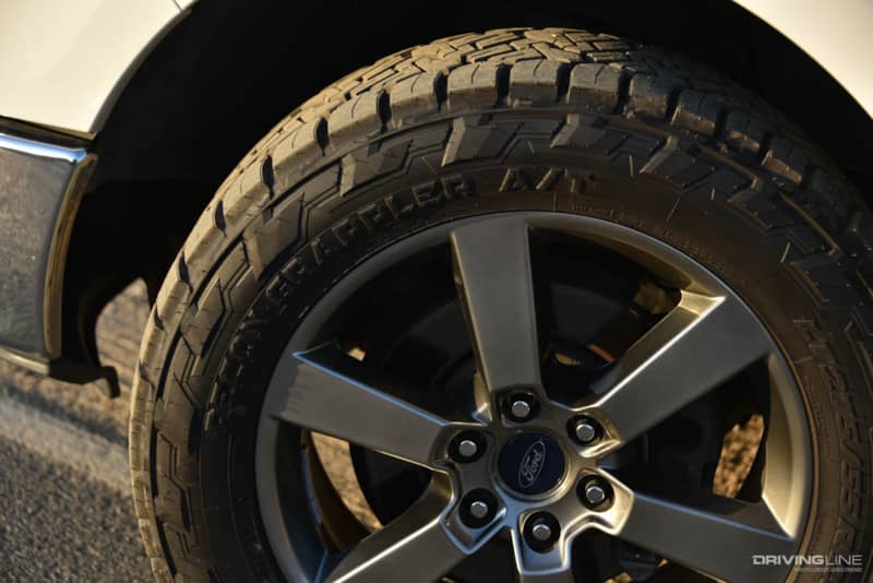 Close up of Recon Grappler all terrain tire on ford f150