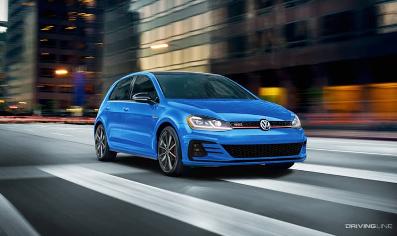 VW Golf GTI driving in the city