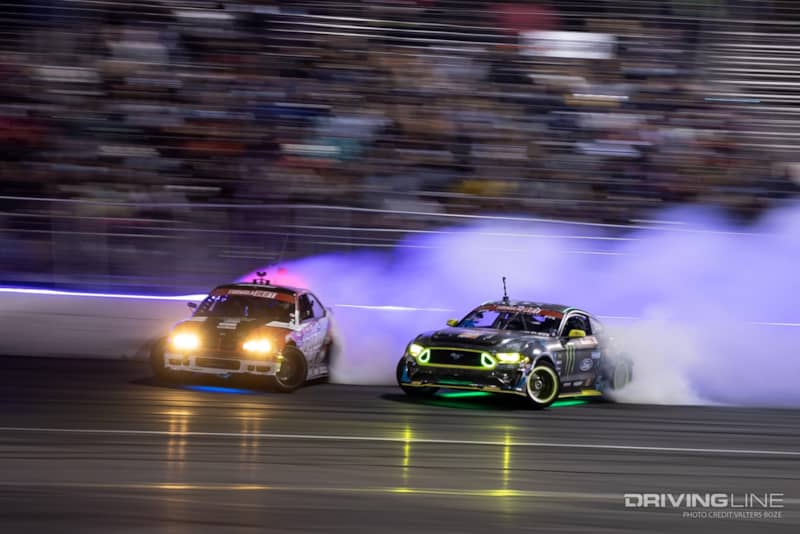 Vaughn Gittin Jr. on a trailing run with Rome Charpentier