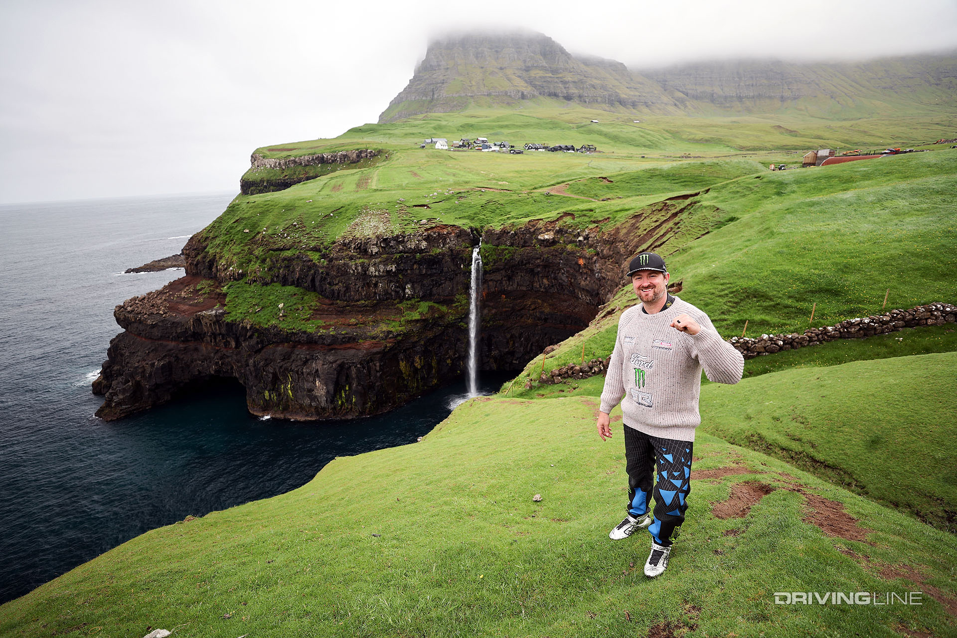 Vaughn Gittin Jr. on a cliff in the Faroe Islands