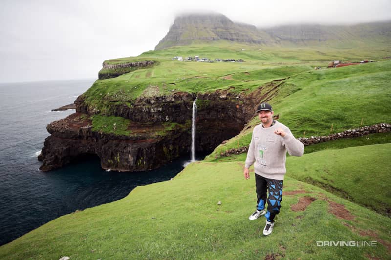 Vaughn Gittin Jr. on a cliff in the Faroe Islands