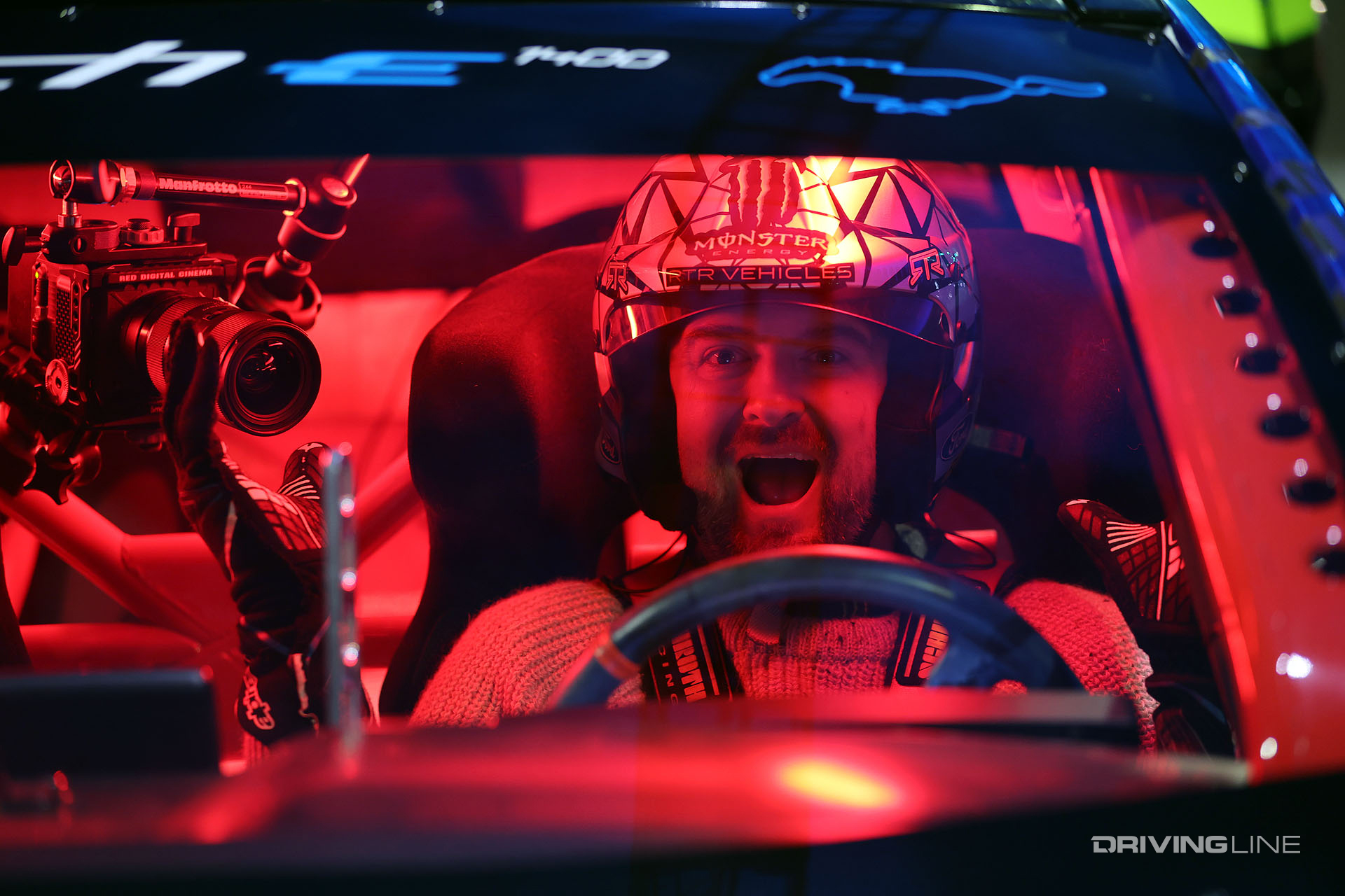vaugh gittin jr close up in the cockpit in ford mustang mach e 1400