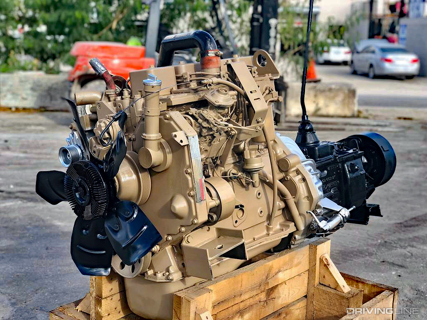 Diesel Cummins 4BT with Transmission on wooden stand