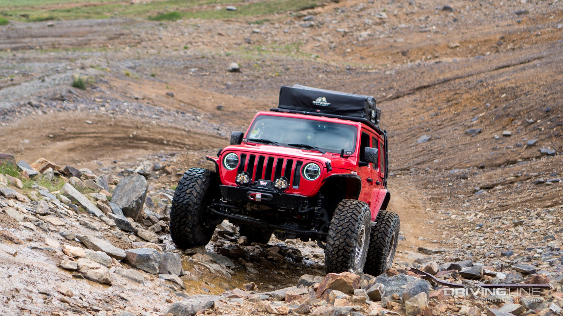 Whether considered an over-crawler or not, this well-built Wrangler is equipped with a Rhino-Rack roof rack and Maximus-3 mounting system.