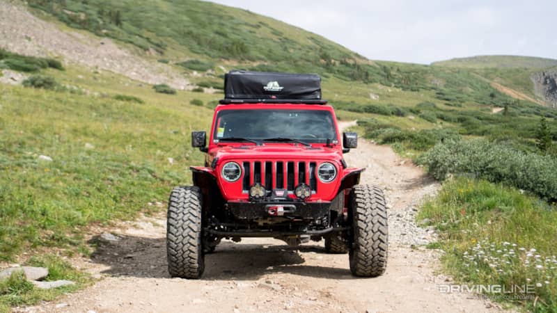 Baja Designs LP6s mounted on the front bumper provide plenty of light for off-roading day and night.
