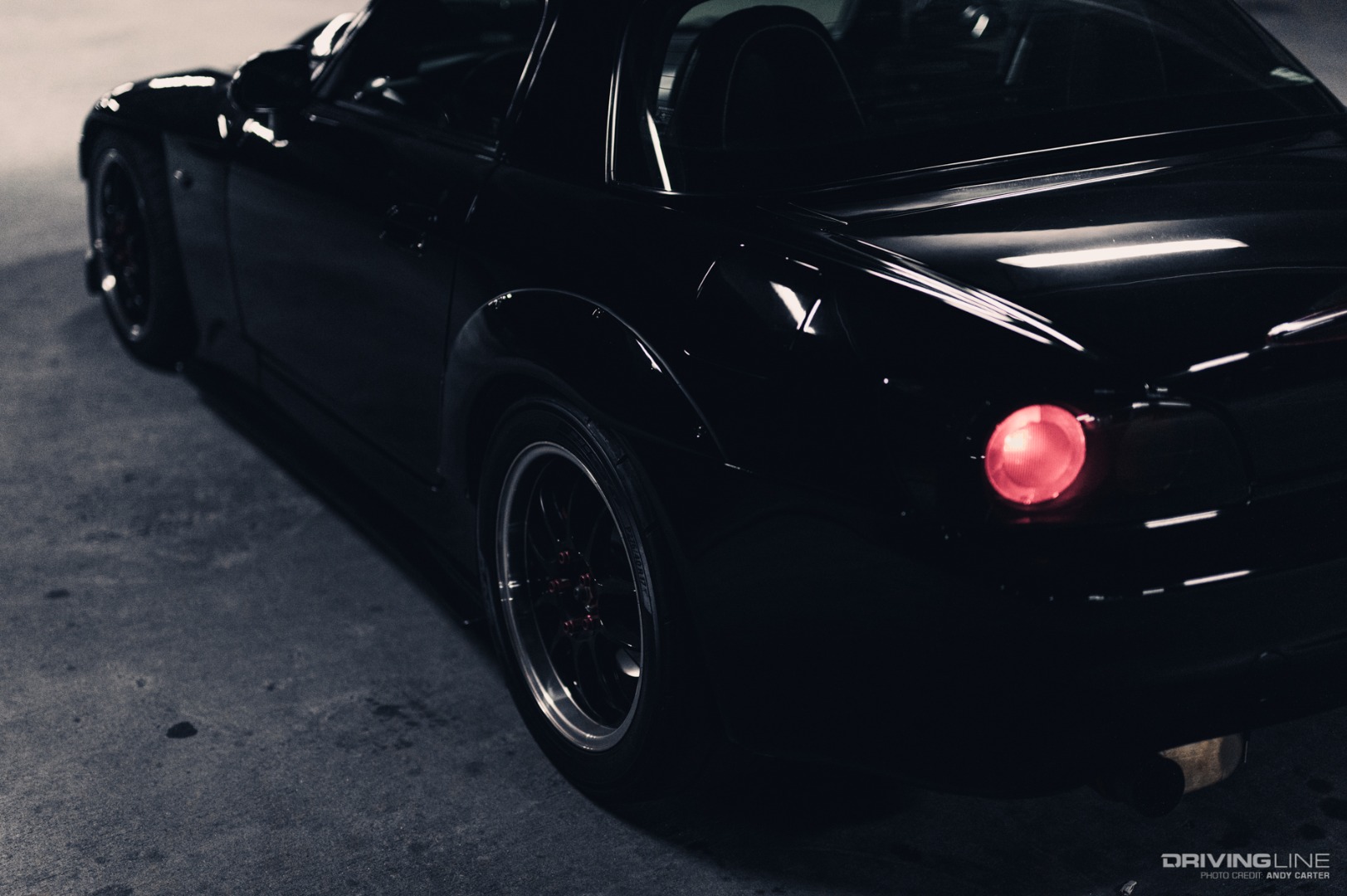 Supercharged V8-swapped S2000 from rear