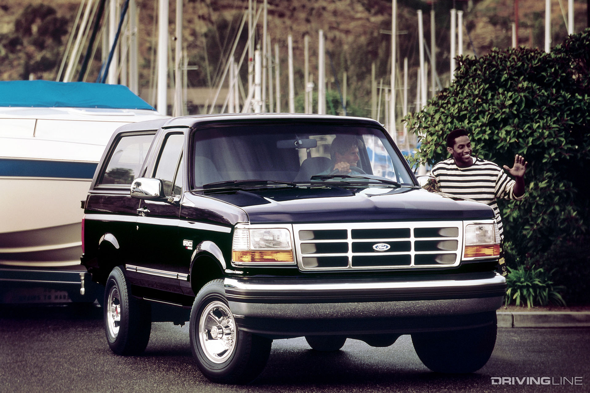 Ford Bronco Black Towing Boat