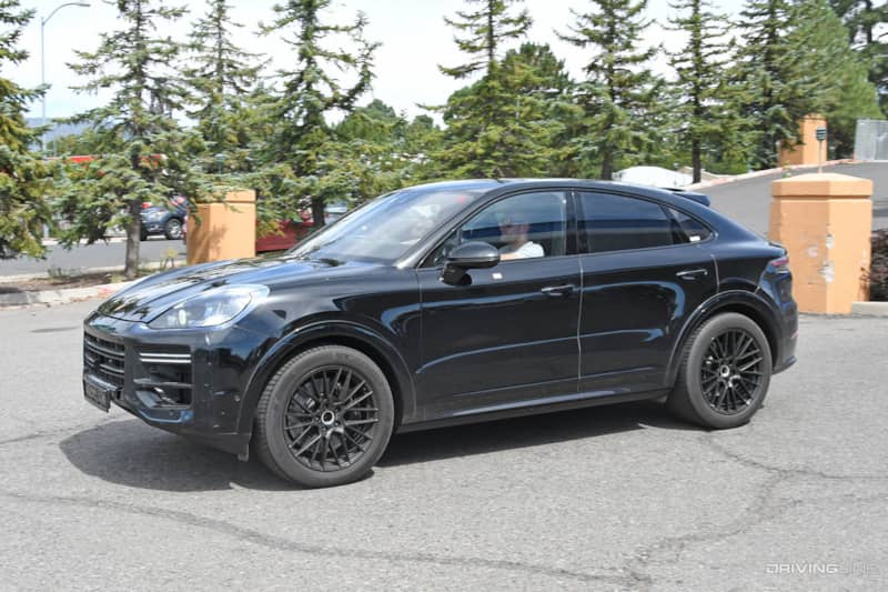 Spy Photos: 2023 Porsche Cayenne Turbo Coupe SUV driver side front view