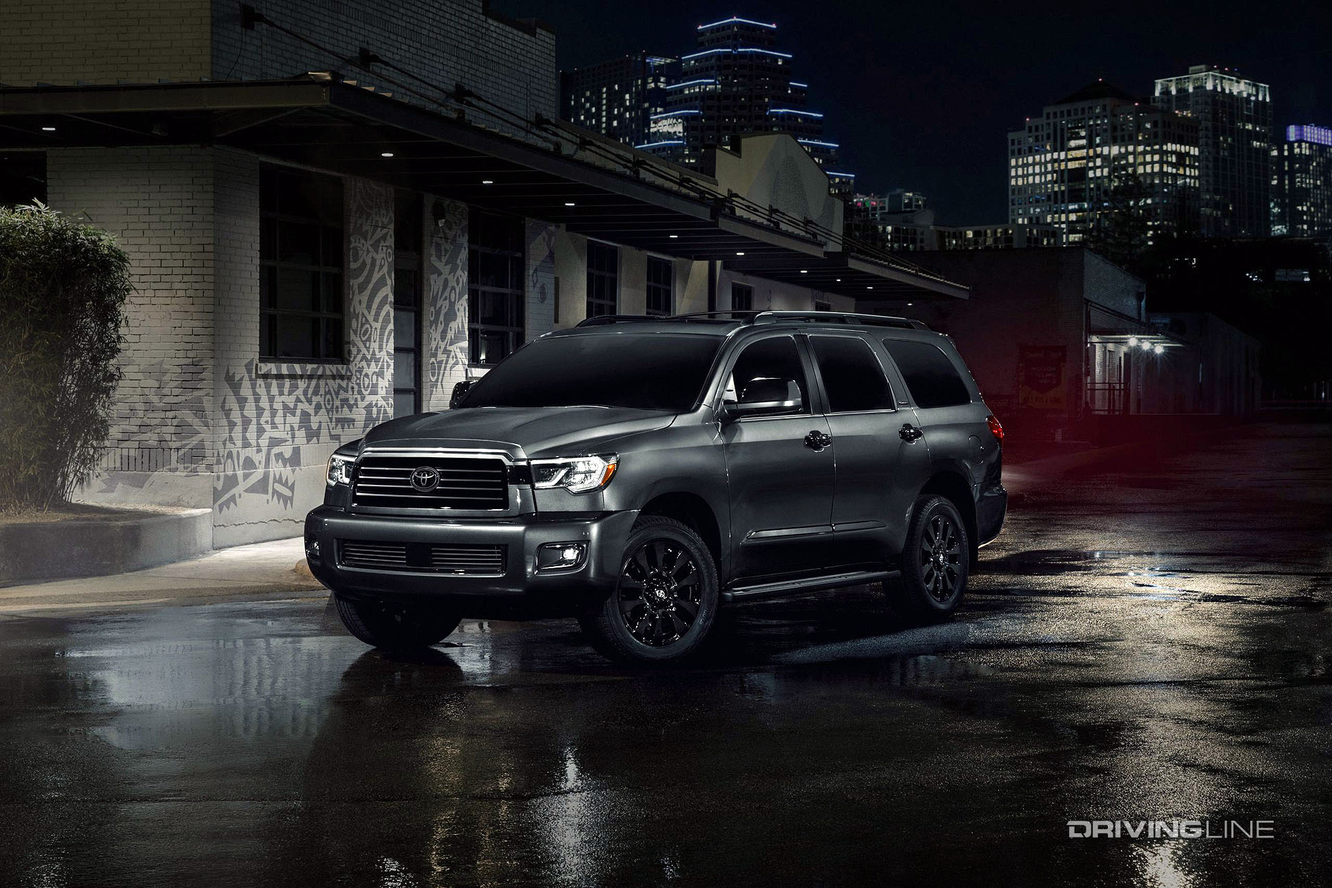 2022 Toyota Sequoia urban driving at night