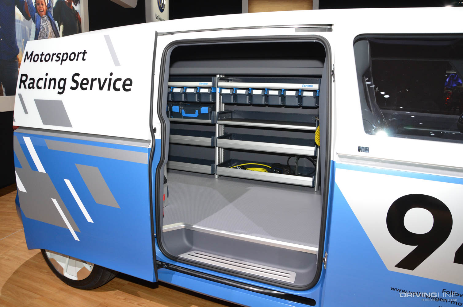 VW's ID.Buzz All-Electric Van Cargo concept vehicle with cargo door slid open