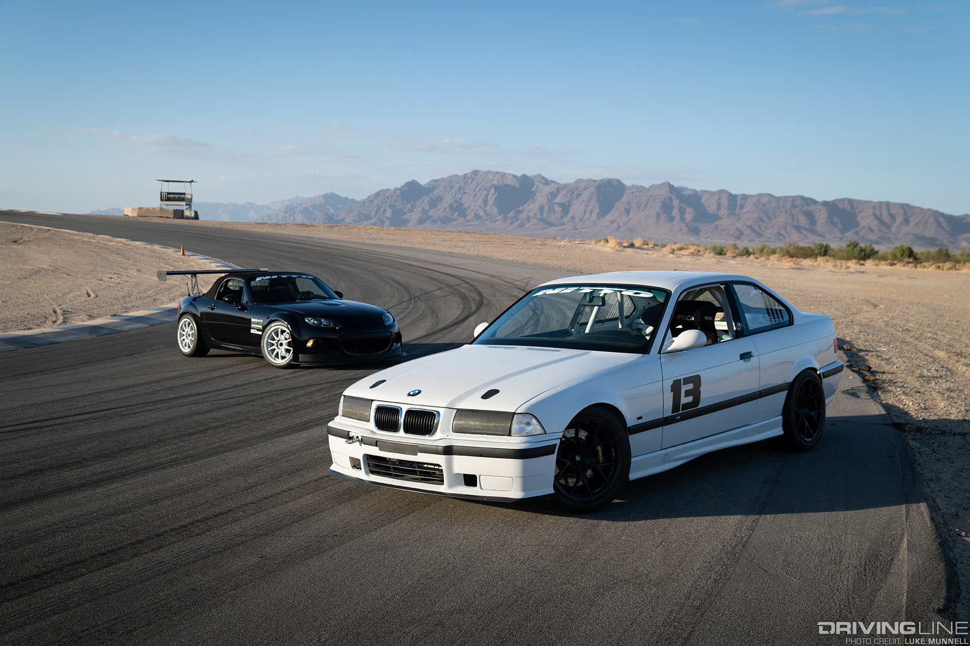 nitto tires driver battles time attack racing BMW E36 M3 vs NC Mazda Miata
