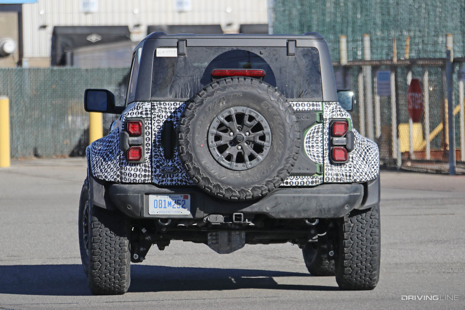 2023 Ford Bronco Raptor rear with spare tire Spy Photos