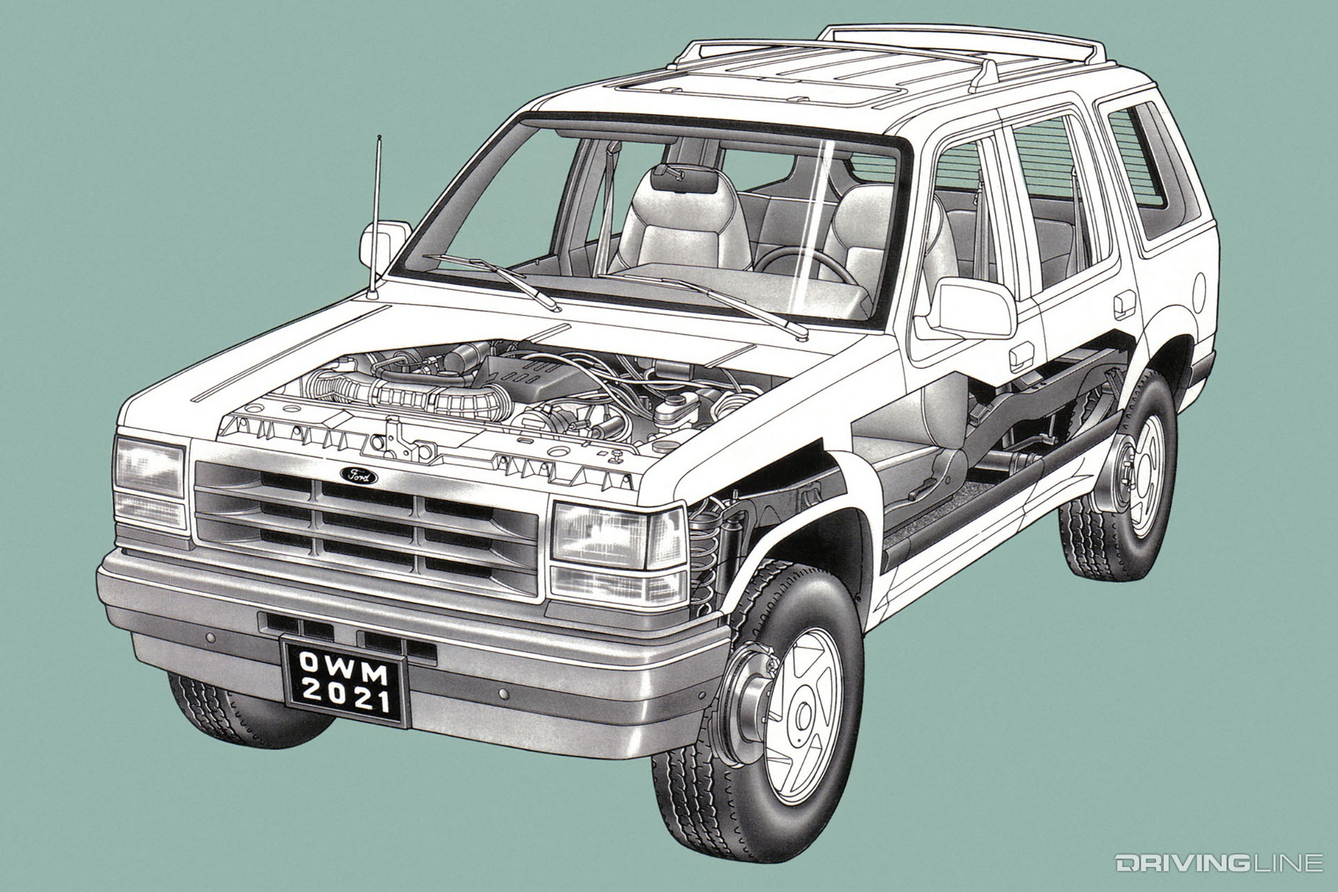 Ford Explorer First Gen Cut Away illustration