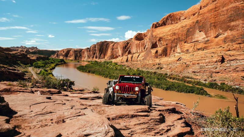 driving moab rim trail by jeep