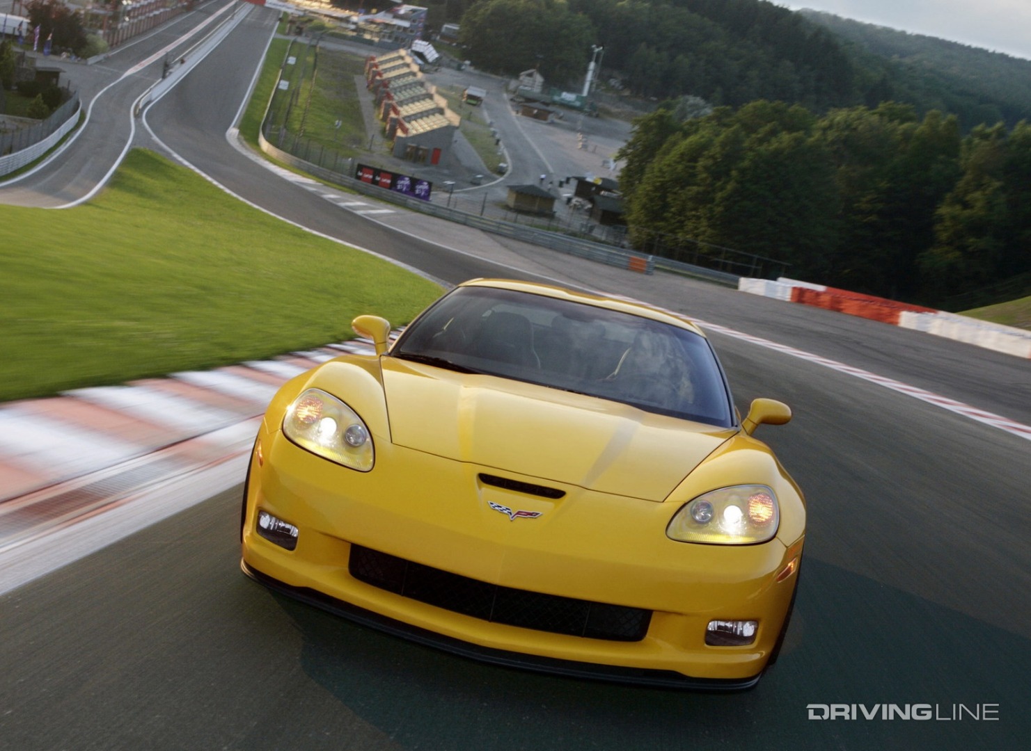 Chevrolet Corvette C6 Z06 in yellow on race track