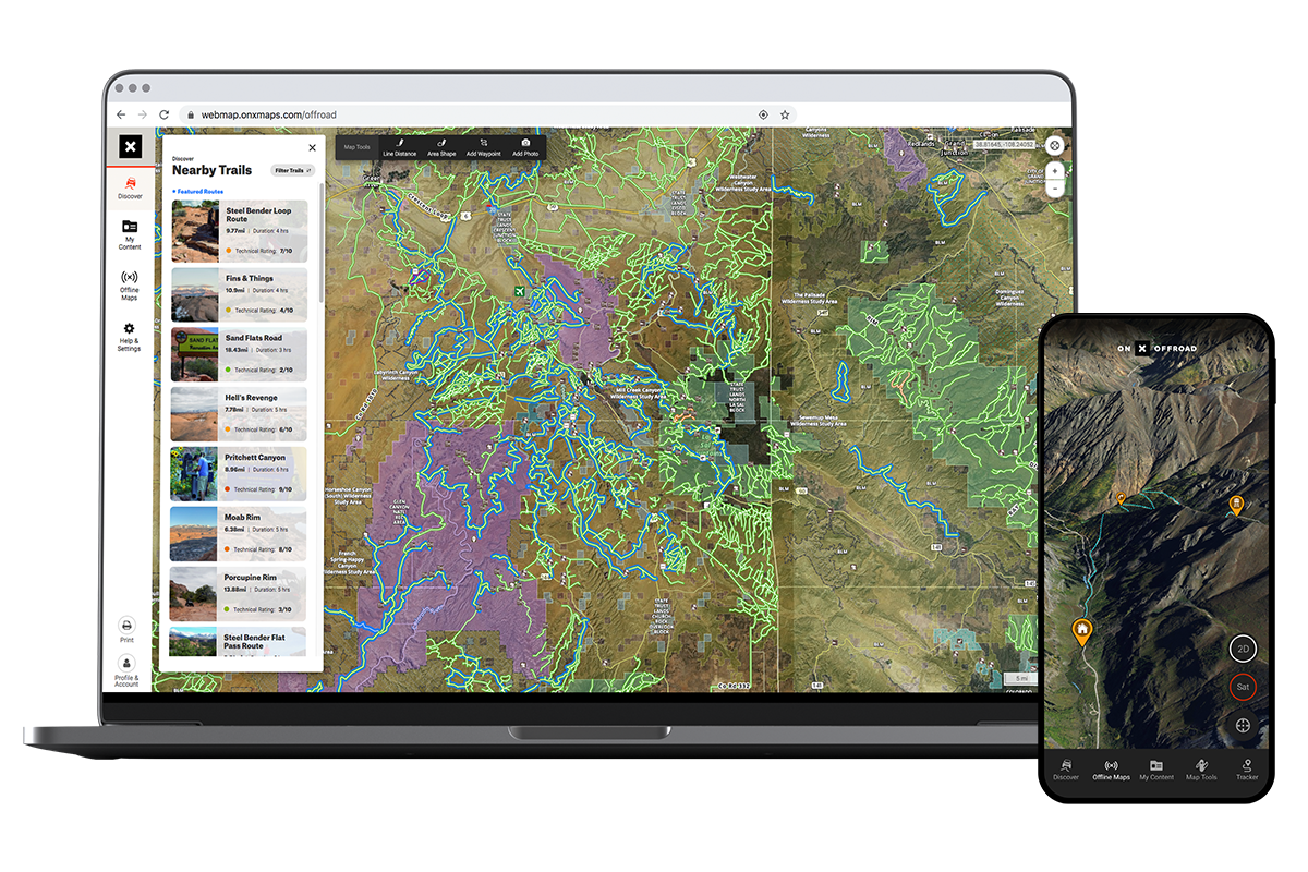 OnX Off-Road with tablet and phone